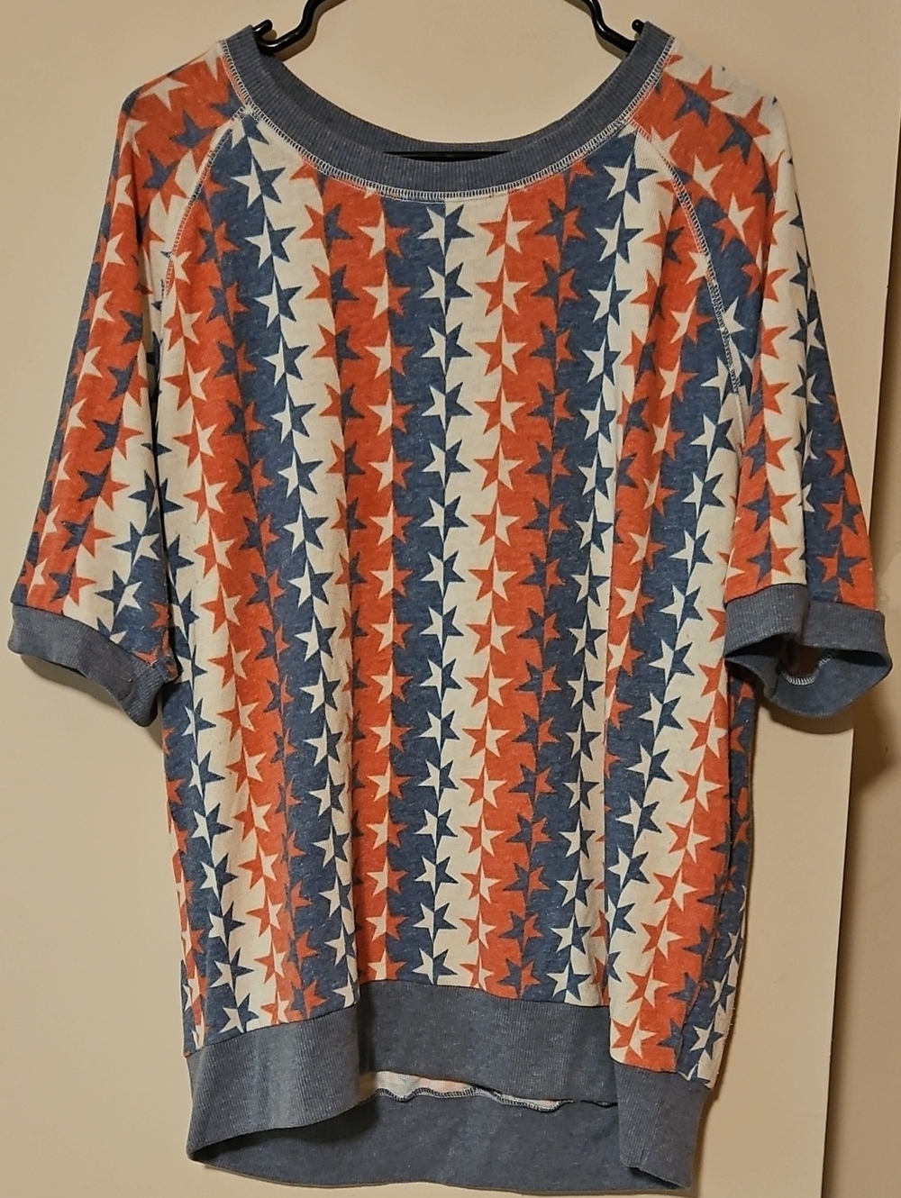 LuLaRoe Short Sleeve Star Stripe Top - Red, Blue & White